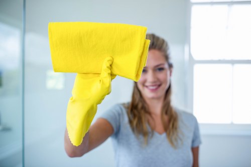 Technician treating stains during upholstery cleaning in Burnt Oak